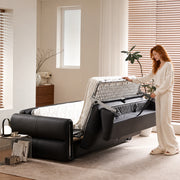 Modern Convertible Sofa Bed with Pull-Out Sleeper Cat-Scratch-Resistant Leather Sofa Bed Couch